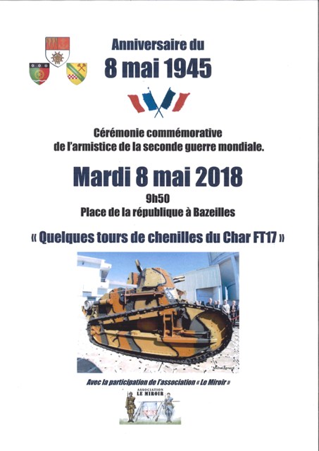 Histoire Tourisme et Animation/bazeilles_2018_05 08_ceremonie_avec_char_FT17 Histoire Tourisme et Animation/bazeilles_2018_05 08_ceremonie_avec_char_FT17